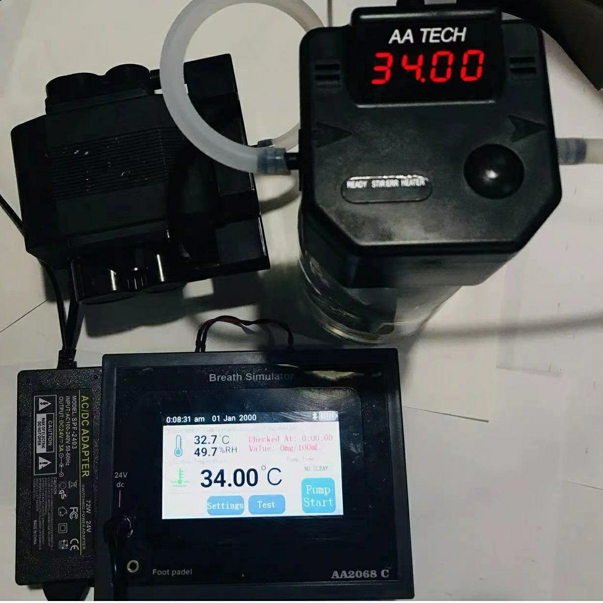 4.3" capacitive touch display Alcohol breath test simulator AA2068C. Can adapt alcohol tester checker calibration platform
