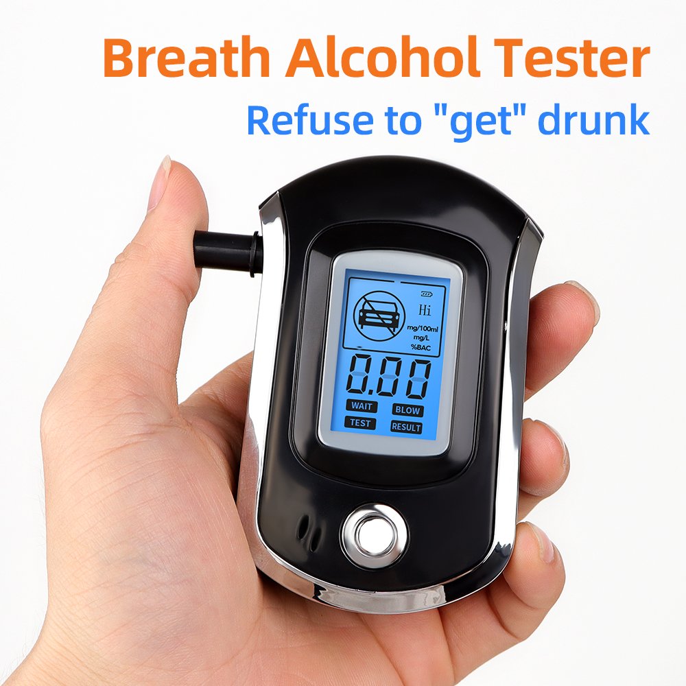 Hand-held Digital Breath Alcohol Tester Professional Blue LCD Breathalyzer with Buzzer Alarm For Drunk