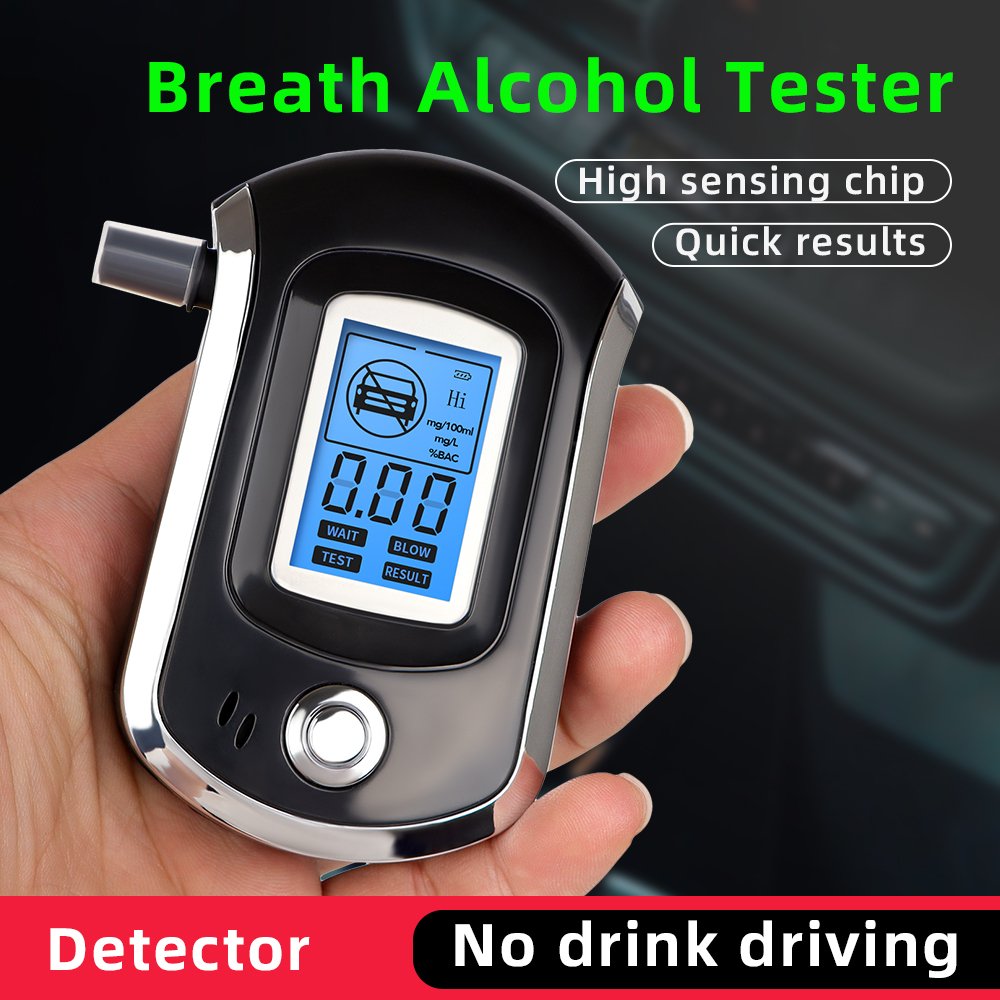 Hand-held Digital Breath Alcohol Tester Professional Blue LCD Breathalyzer with Buzzer Alarm For Drunk