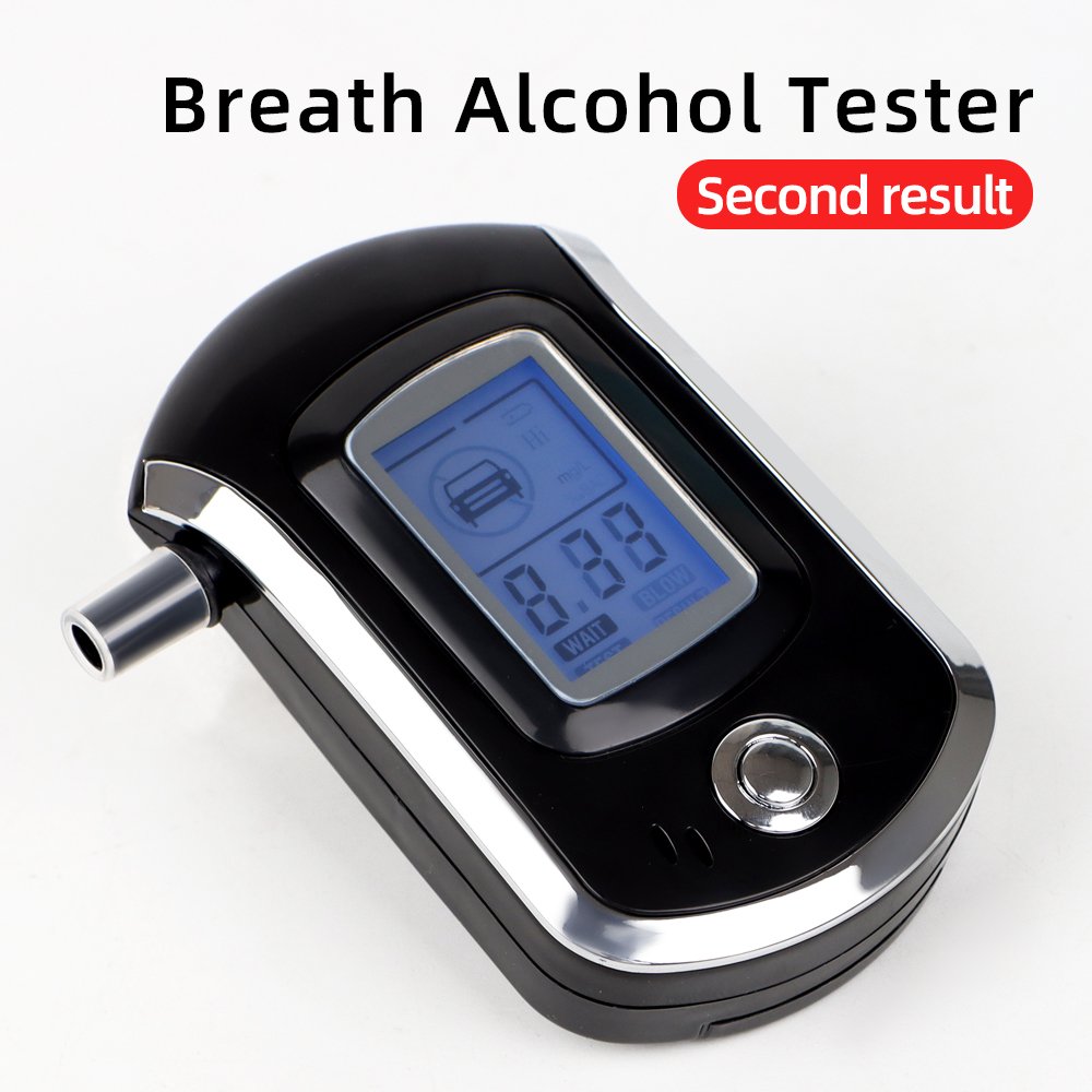Hand-held Digital Breath Alcohol Tester Professional Blue LCD Breathalyzer with Buzzer Alarm For Drunk