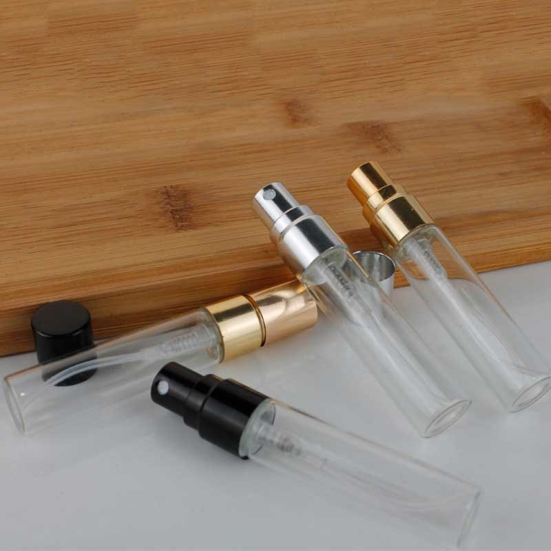 2ml 3ml 5ml Luxury Gold Silver Black Perfume Sample Spray Bottle 10ml Fragrance Cologne Glass Mist Spray Bottle For Parfum
