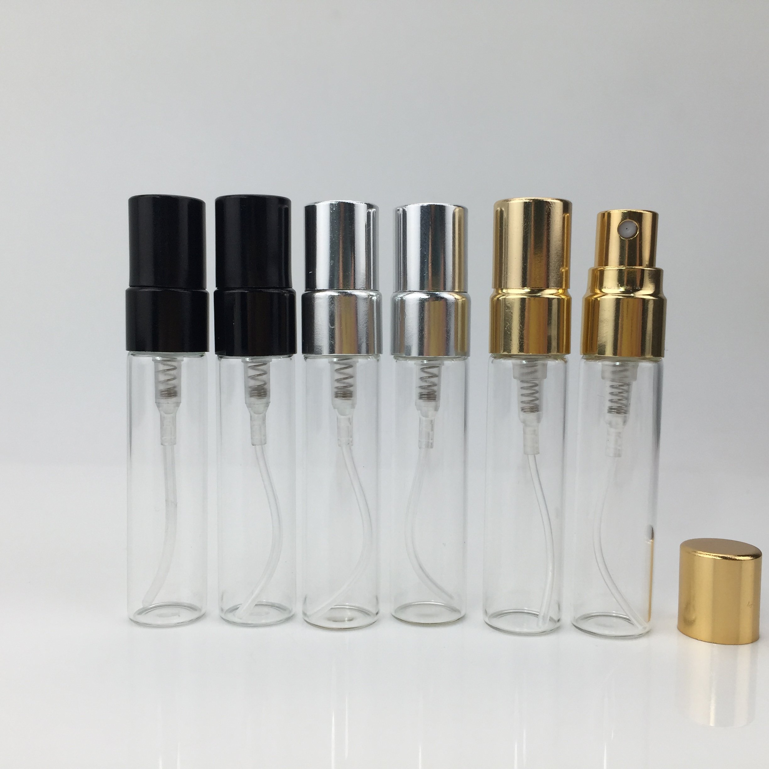 2ml 3ml 5ml Luxury Gold Silver Black Perfume Sample Spray Bottle 10ml Fragrance Cologne Glass Mist Spray Bottle For Parfum