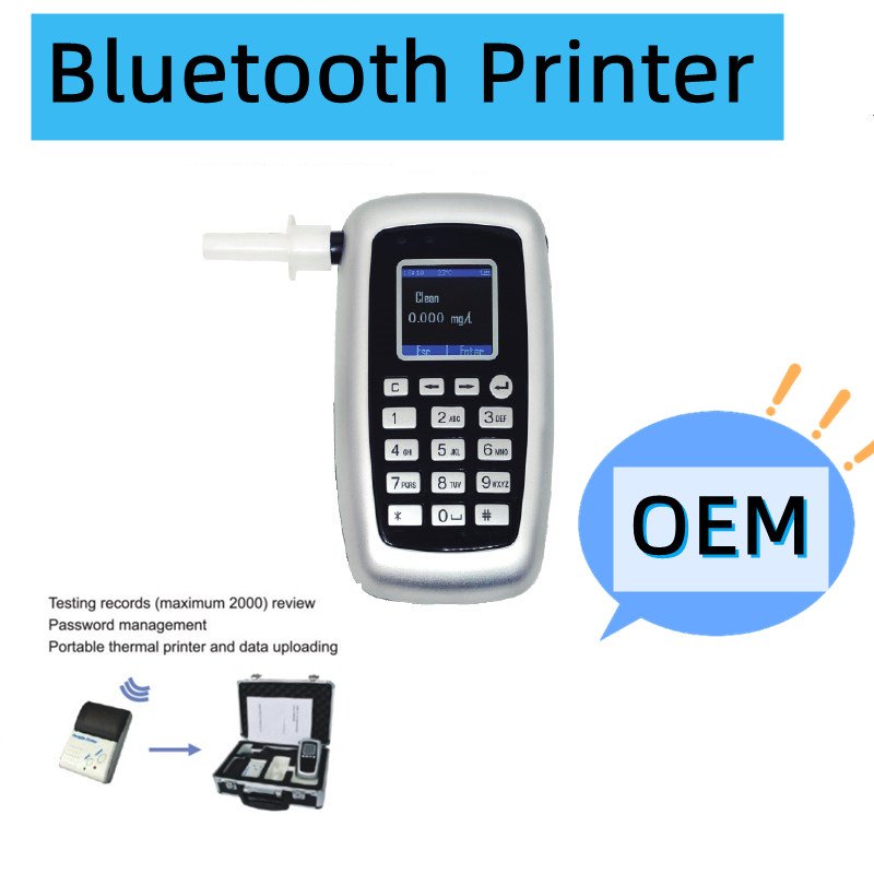 Fuel Cell Sensor Alcohol Tester Keyboard Operation Breathalyzer Bluetooth Alcohol Connection with Printer