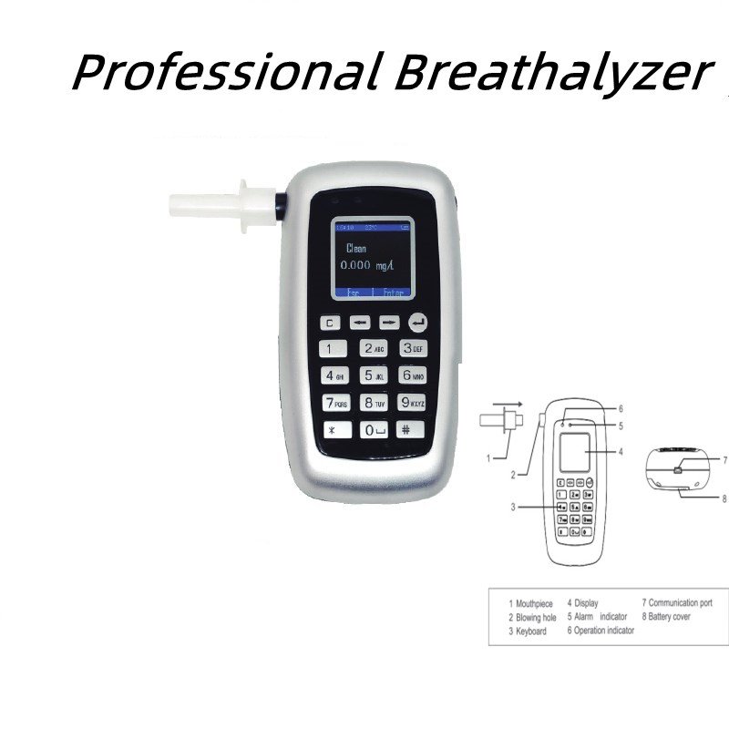 Fuel Cell Sensor Alcohol Tester Keyboard Operation Breathalyzer Bluetooth Alcohol Connection with Printer