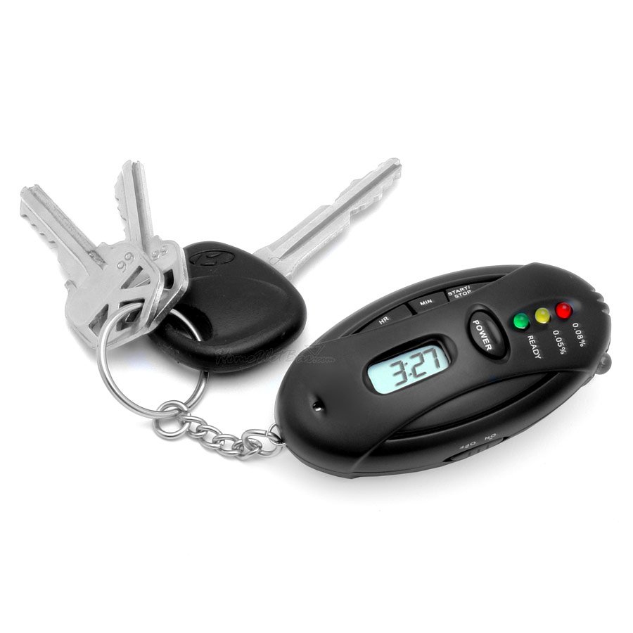 Countdown Timer Alcohol Breath Tester with flash LED light for safety driving With keyring