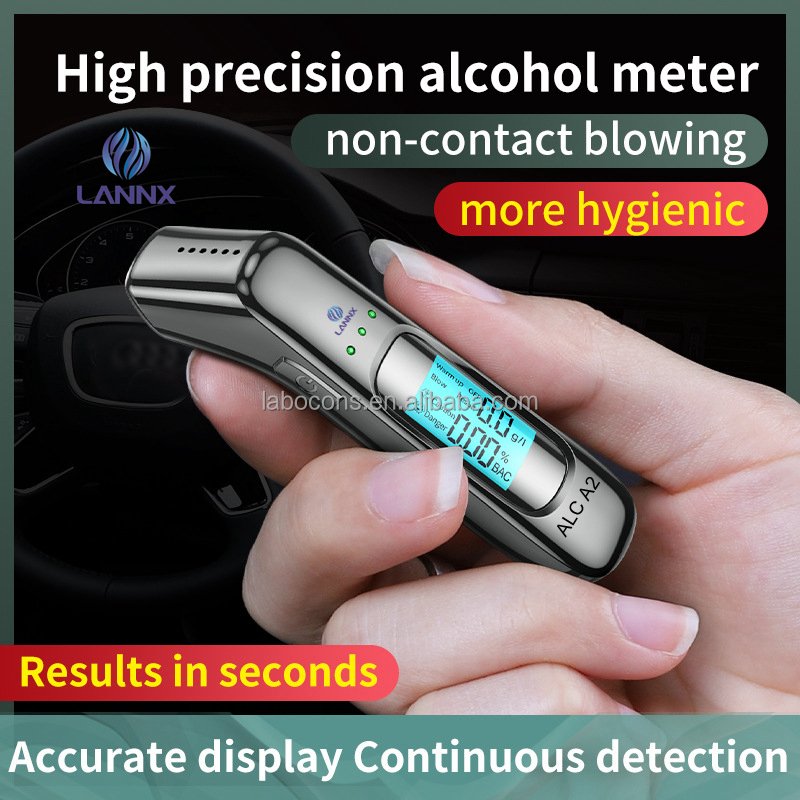 LANNX ALC A2 Custom Wholesale Alcohol Detectors Non-contact Display Color Portable Alcohol Anzlyzer Breath Alcohol Tester Sensor
