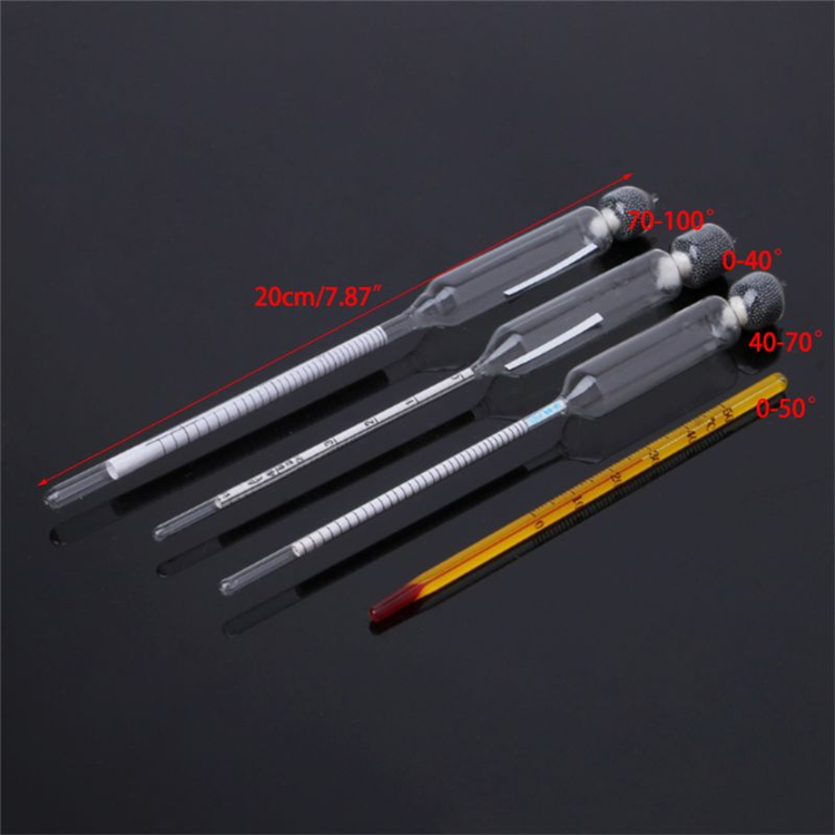 4PCS/set 0-100% Alcoholometers Professional Alcohol Tester Concentration For Wine Alcohol With Thermometer