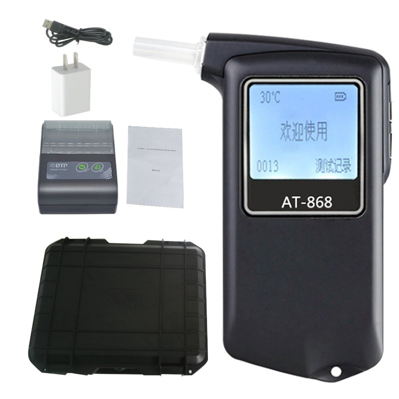 Print function Alcohol breath meter Digital LCD Display Fuel Cell Sensor Breathalyzers Alcohol Tester AT-868FP