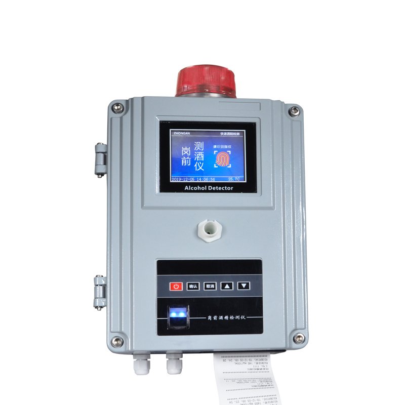 Wall-mounted breathalyzer with printer for enterprise use