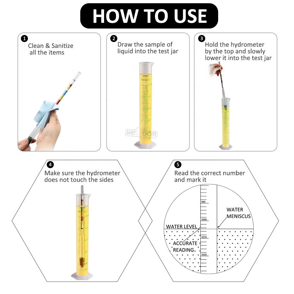 Triple Scale Hydrometer with Thermometer 3 in 1 Brewed Wine Brix Meter Wort Tester Beer Brix Meter For Homemade Beer