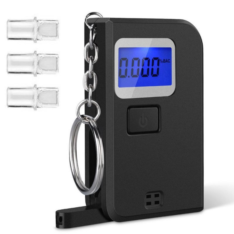 EK300 Portable Digital Alcohol Tester Breathalyzer with LCD Display and Keychain Supports Customization