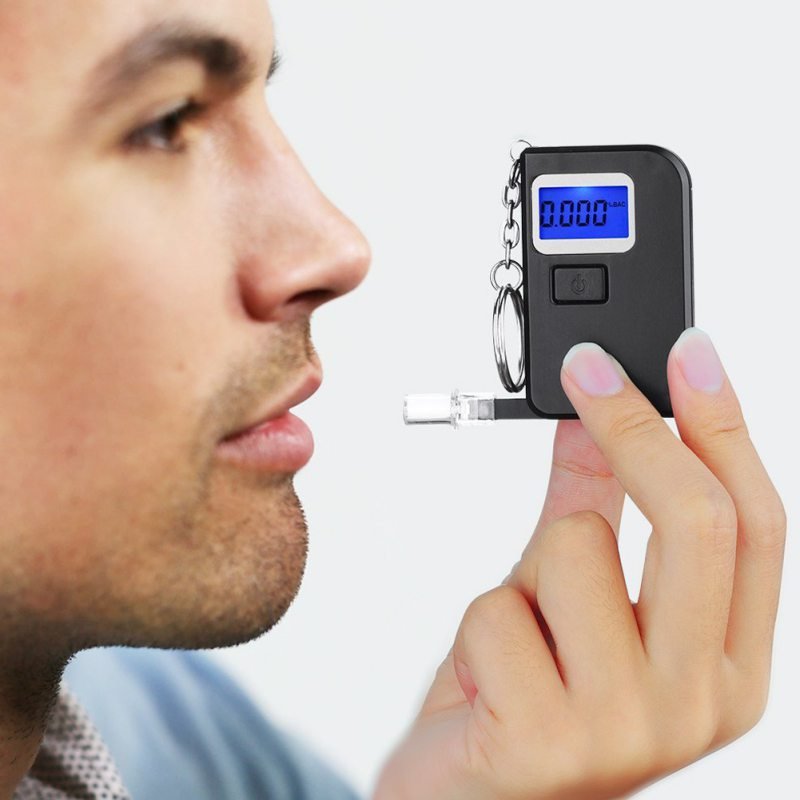 EK300 Portable Digital Alcohol Tester Breathalyzer with LCD Display and Keychain Supports Customization