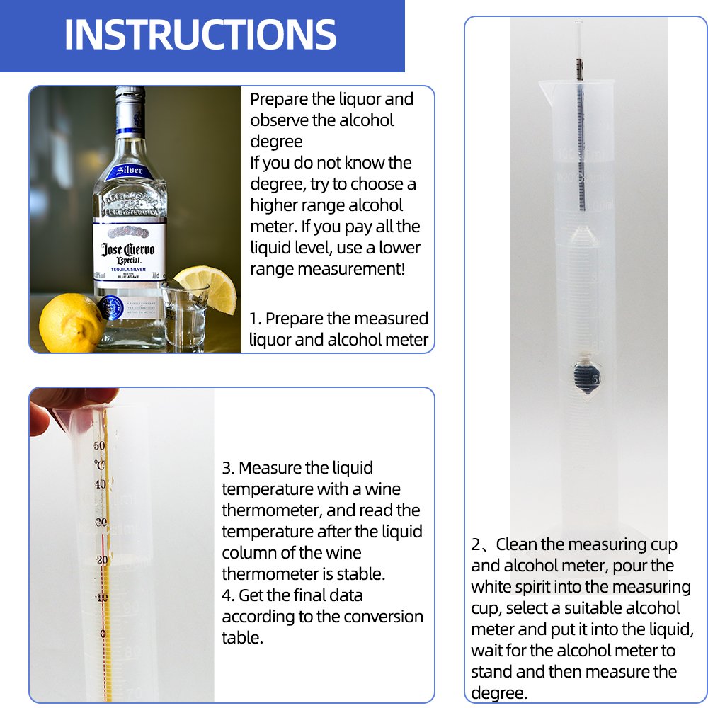 NEW 4 Piece/set 0-100% Alcoholometers Concentration Meter Alcoholmeter Tester Alcohol Professional Tester