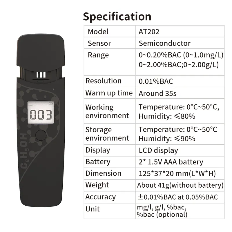 Hot Sell Portable Non-Contact Blowing Alcohol Tester LCD Display Alcohol Analyzer Detector Alcohole Breath Tester
