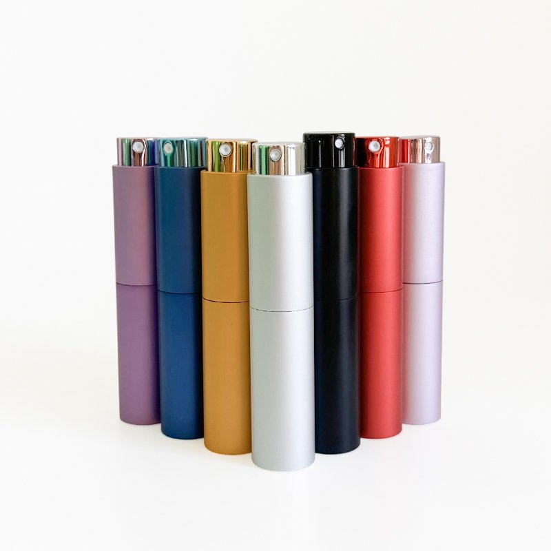 Colorful twisted aluminum metal mist bottles empty refill 10 ml rotated fragrance glass atomizers