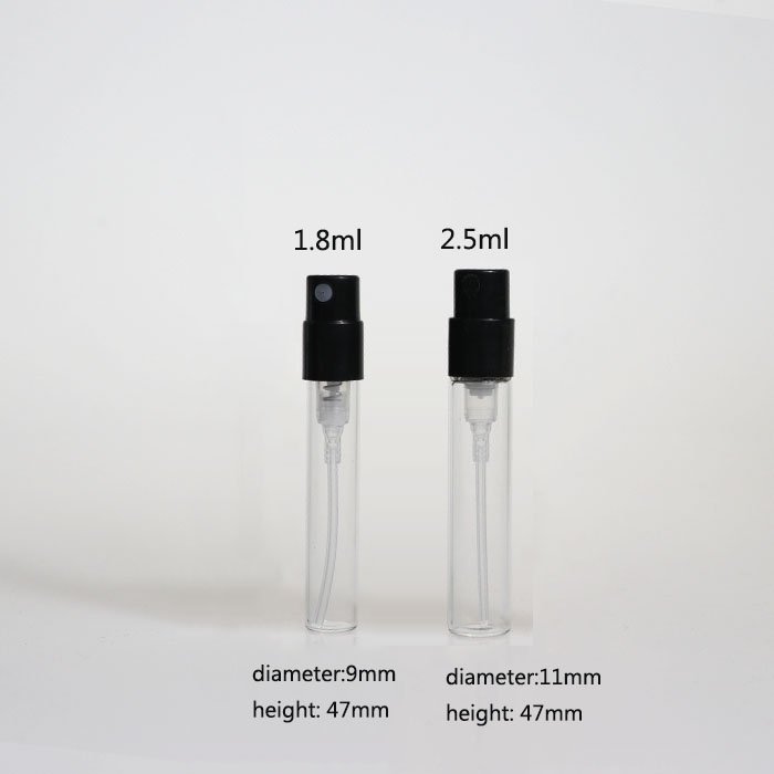 Mini Low price luxury customizable Refillable 1ml 1.5ml 2ml 3ml perfume tester vials sample glass perfume spray bottle