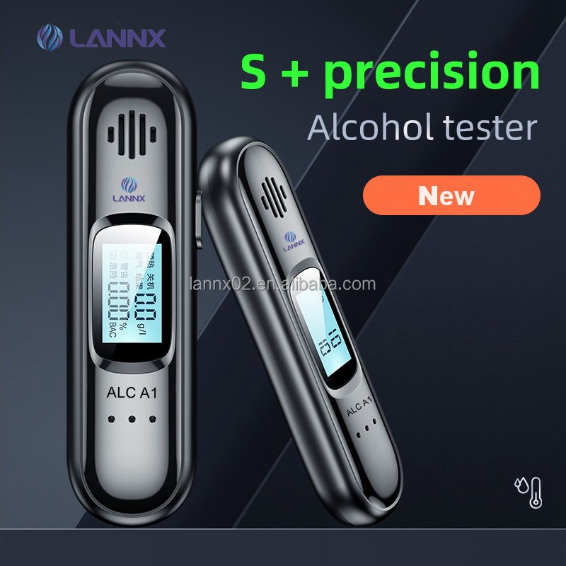 LANNX ALC A1 Car Portable Alcohol Detector Digital Breath Tester USB Rechargeable Non-contact High Accuracy Breathalyzer