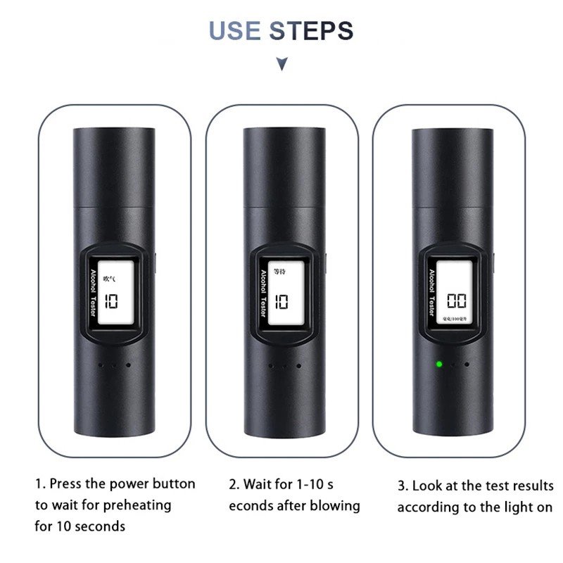 Newest & OEM Digital Breath , Car Breathalyzer, Portable,Blowing Drunk Driving ,Wine Alcohol Tester,AT-JCW-001-V2