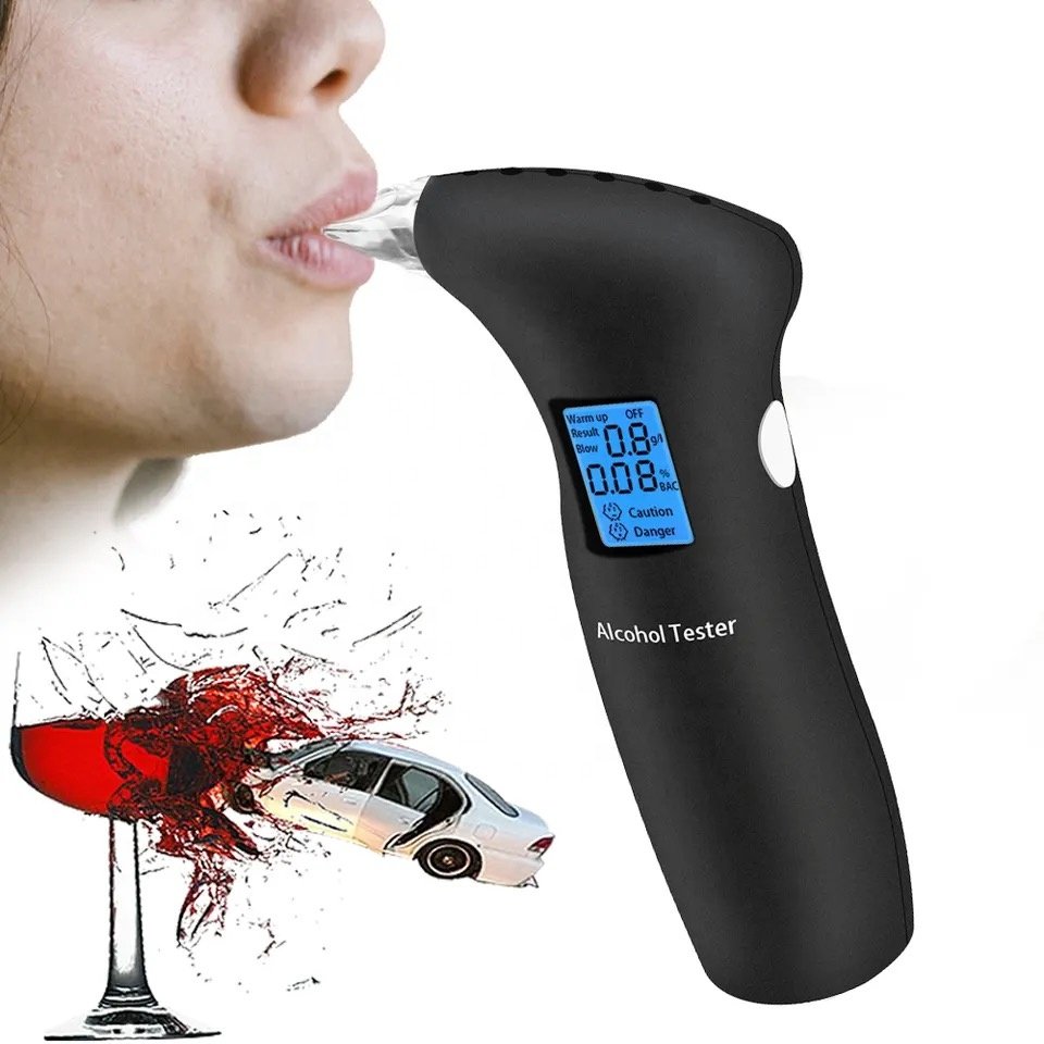 Hot Sale High Precision Alcohol Tester LCD Breathalyzer 12 Nozzles Breath Tester with 2*AAA Batteries with Auto-off Function