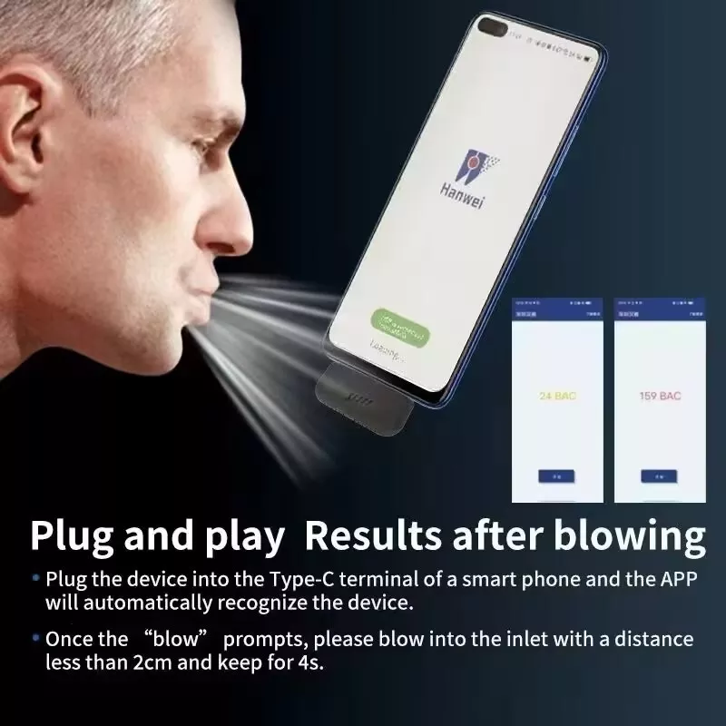 OEM/ODM Mini USB-C Digital Breathalyzer Factory Direct Alcohol Tester Gas Analyzers