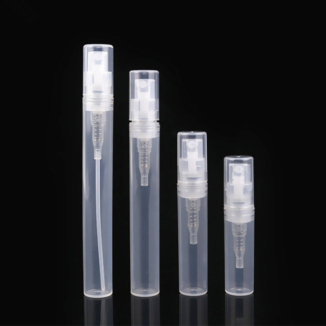 Cheap small nini plastic sprayer clear black white empty click cap portable 2ml perfume spray bottles