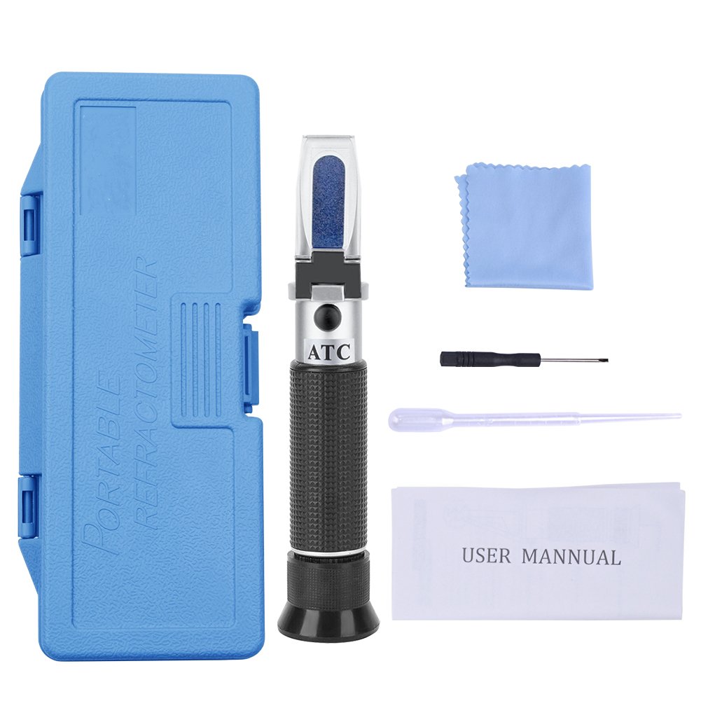 Hand held 0-80% Alcohol Refractometer ATC Spirits Tester Alcoholometer (single scales) Adjustable manual focusing Aluminum