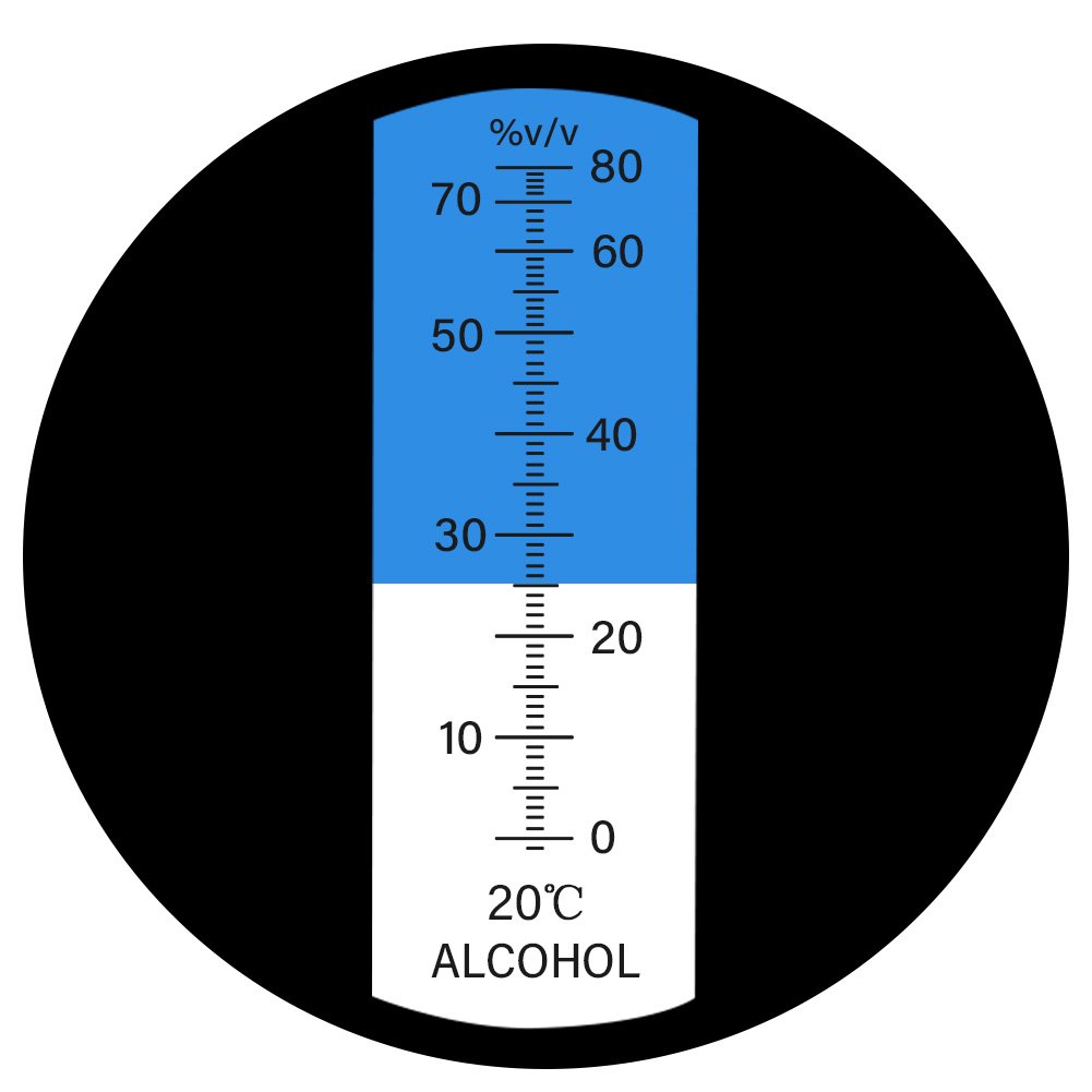 Hand held 0-80% Alcohol Refractometer ATC Spirits Tester Alcoholometer (single scales) Adjustable manual focusing Aluminum