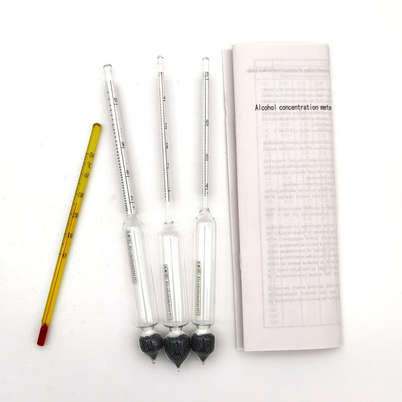 3 Pcs 0-100% Hydrometer Alcoholmeter Tester Set Alcohol Meter+ Thermometer