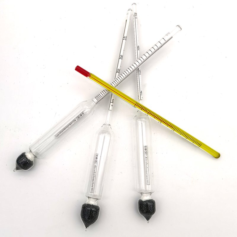 3 Pcs 0-100% Hydrometer Alcoholmeter Tester Set Alcohol Meter+ Thermometer