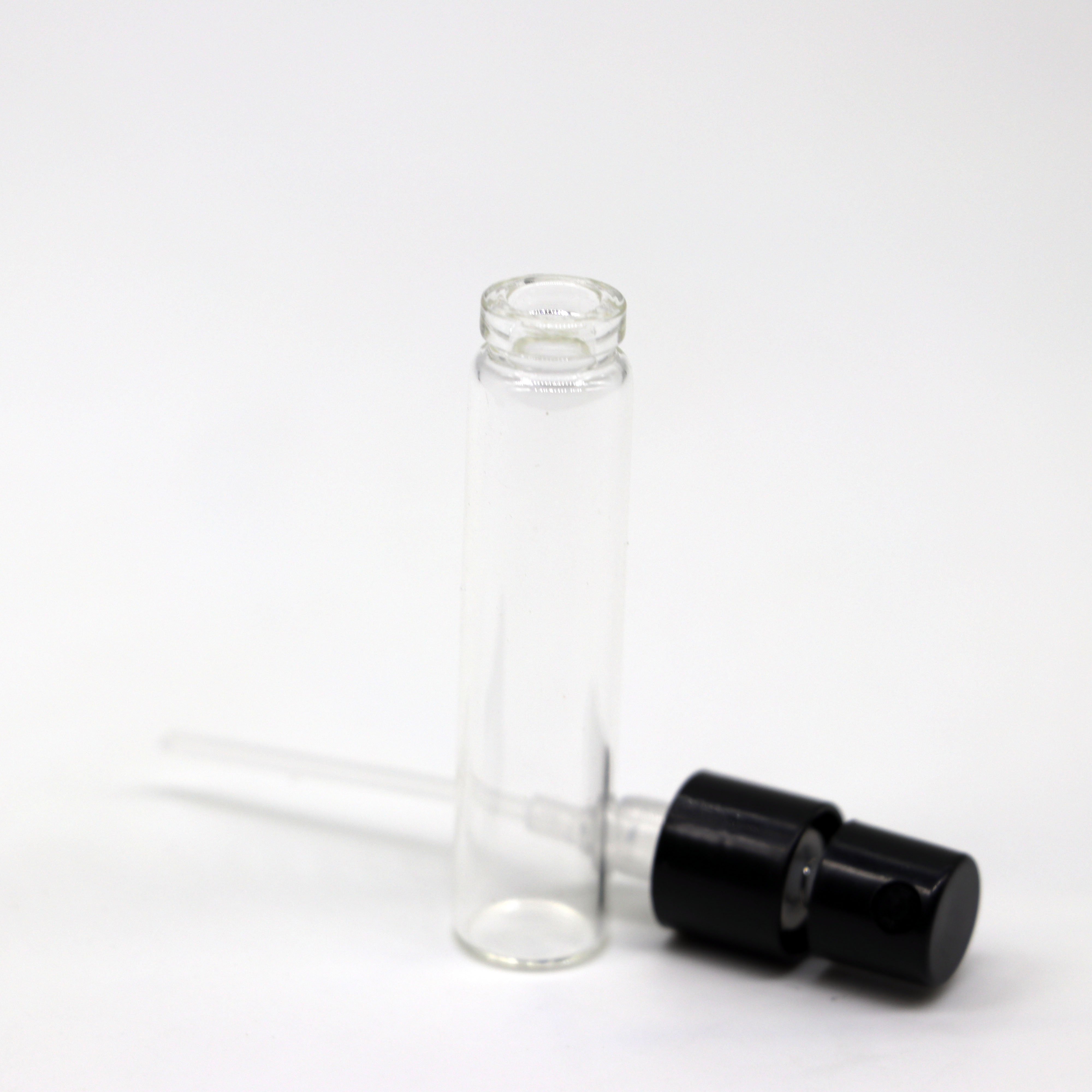 Empty 1.5ml 2ml 2.5ml clear mini atomizer mist vial sample spray glass perfume bottle vial 1.5ml perfume spray glass vial