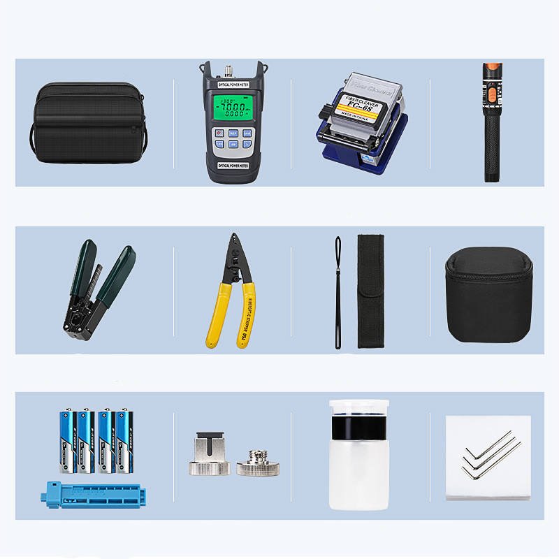 FTTH Cold Splicing Kit Fiber Optic Tool Set FC-6S Fiber Optic Cutting Knife Red Light Pen Power Meter