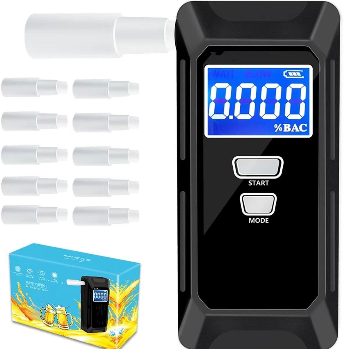 LED Display Portable Breathalyzer Automatic Alcohol Tester Professional Breath Testers