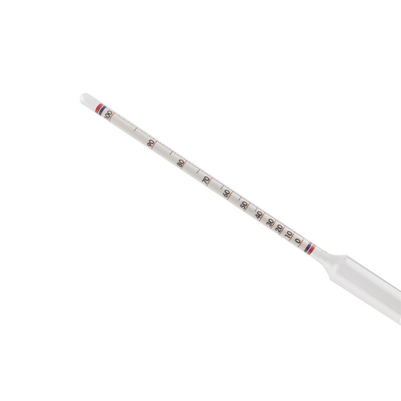 0-100% Alcohol Hydrometer Scale Alcoholmeter 285mm Length Glass Tester Alcohol Density Meter Home Beer Wine Brewing