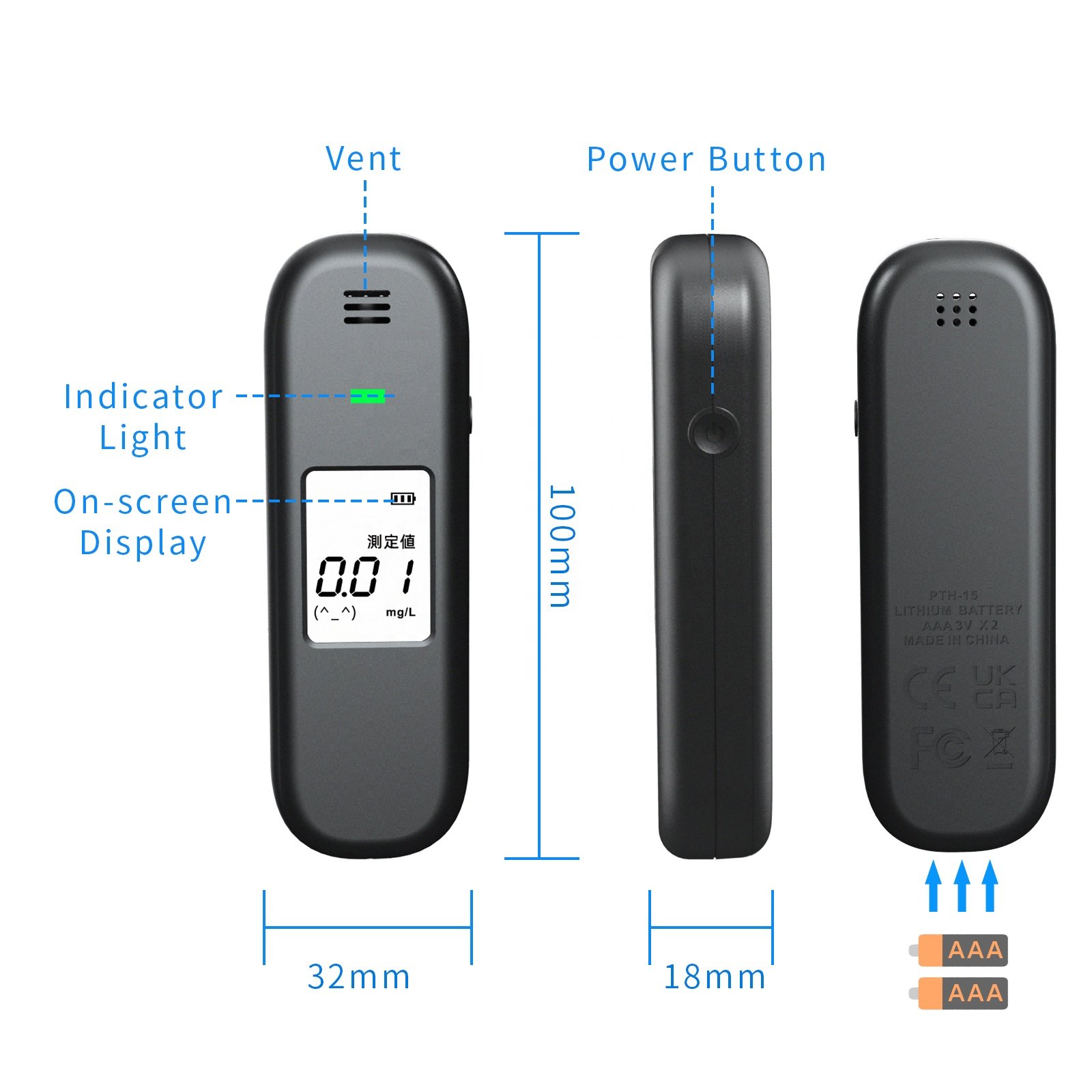 Portable Air Blowing Alcohol Meter Safety Products record storage Function Digital display alcohol tested