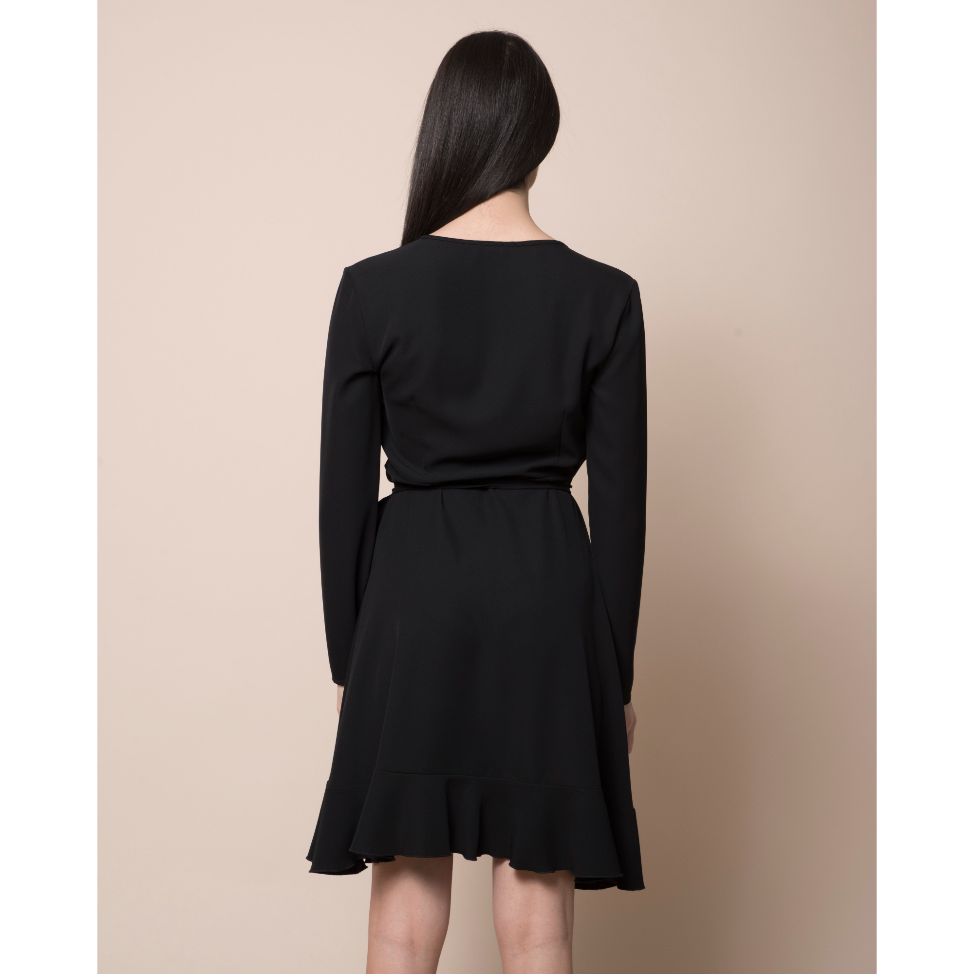 best italian quality 100% open crisscross long sleeve dress tied at the waist with rouge on the skirt, for the day