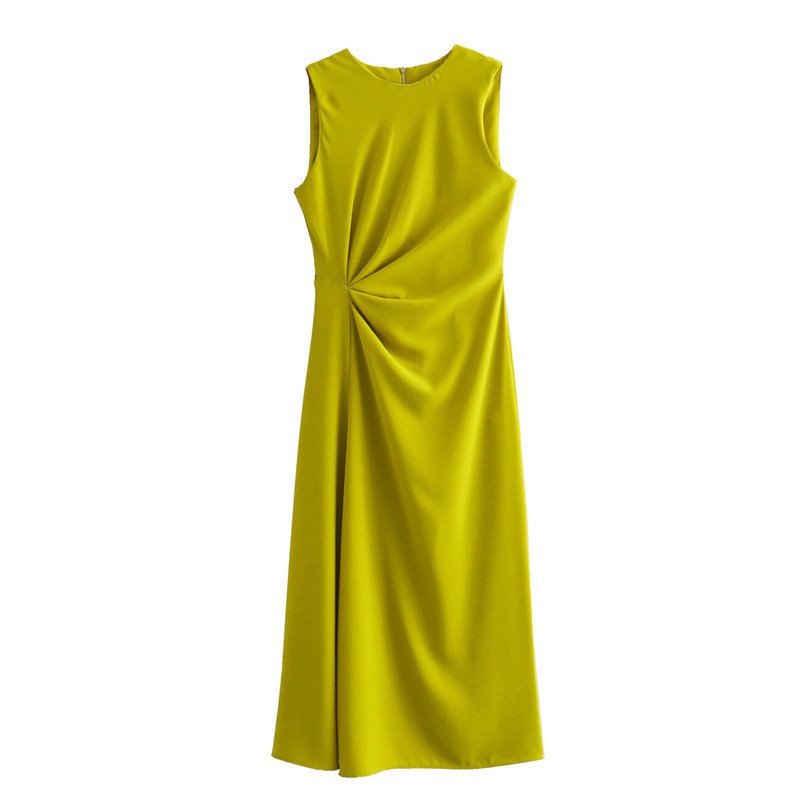 In Stock Elegant Summer Women's Sexy Bodycon Long Dress Casual Plain Party Club Pleated Midi Dresses for Ladies