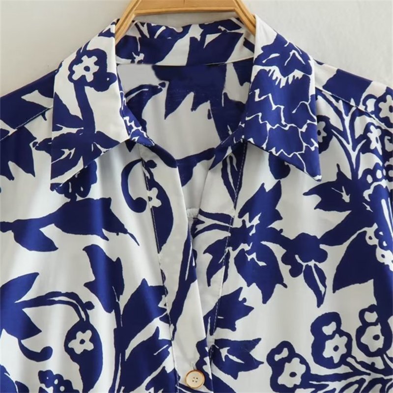TAOP&ZA 2023 new women's clothing foreign style fashion retro print waist shirt skirt midi dress women wholesale 3401243