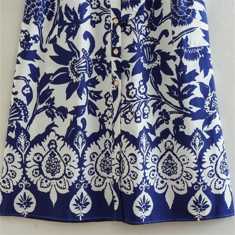TAOP&ZA 2023 new women's clothing foreign style fashion retro print waist shirt skirt midi dress women wholesale 3401243