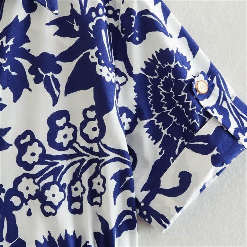 TAOP&ZA 2023 new women's clothing foreign style fashion retro print waist shirt skirt midi dress women wholesale 3401243