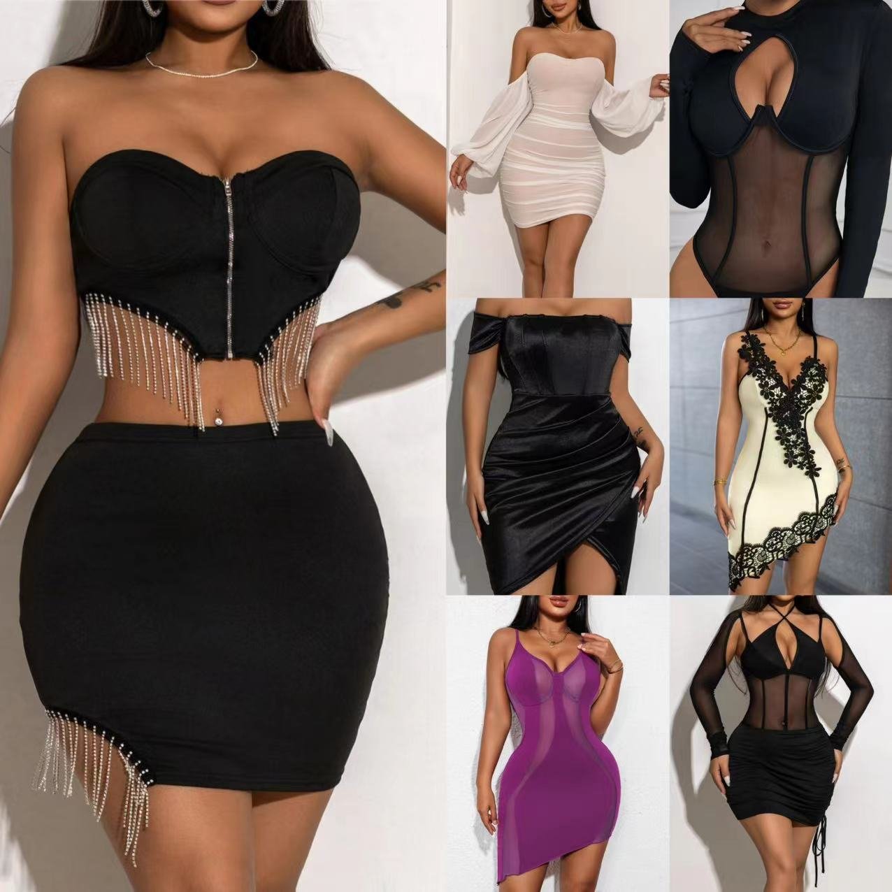 2024 brand-new women's elegant women's casual short sleeved dresses women's evening dress mix and match style