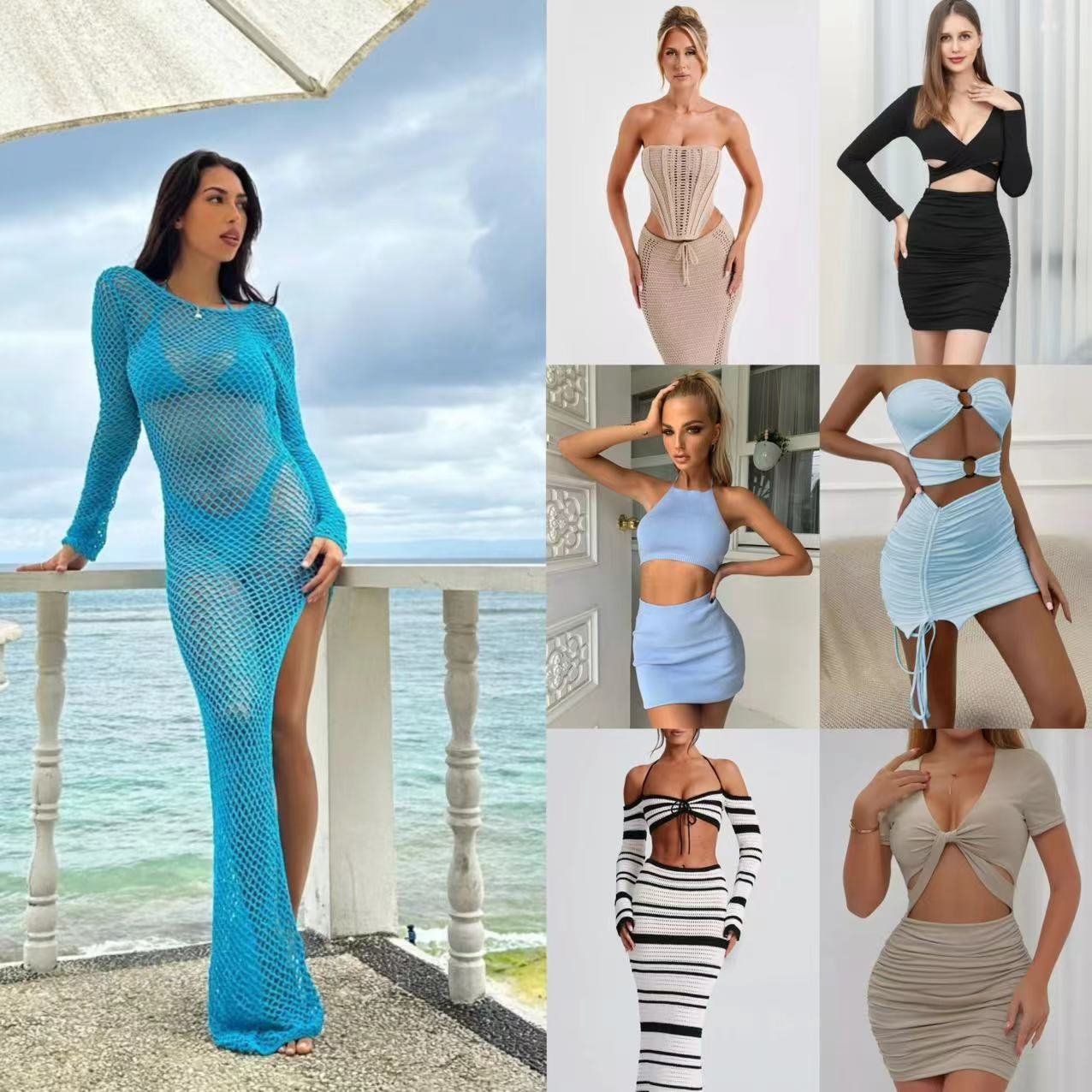 2024 brand-new women's elegant women's casual short sleeved dresses women's evening dress mix and match style