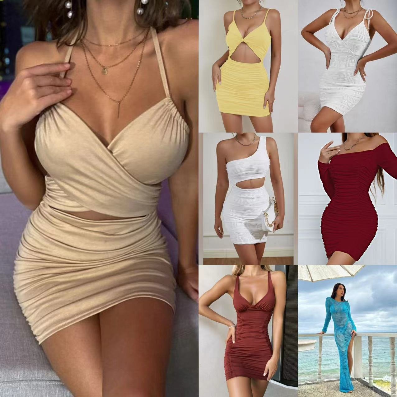 2024 brand-new women's elegant women's casual short sleeved dresses women's evening dress mix and match style