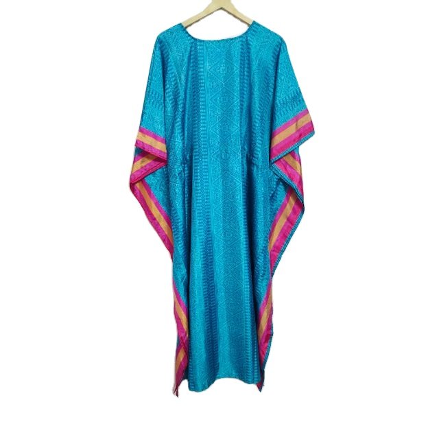 Designer Silk Blend Kaftan Free Size Women Clothing Casual Abaya Muslim African Long Beach Cover Up Silk Kaftan