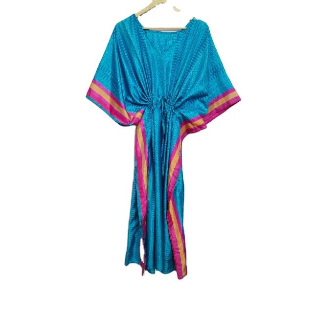 Designer Silk Blend Kaftan Free Size Women Clothing Casual Abaya Muslim African Long Beach Cover Up Silk Kaftan