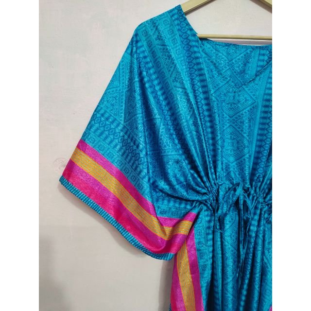 Designer Silk Blend Kaftan Free Size Women Clothing Casual Abaya Muslim African Long Beach Cover Up Silk Kaftan