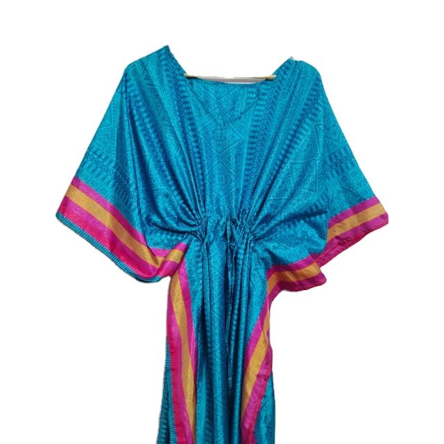 Designer Silk Blend Kaftan Free Size Women Clothing Casual Abaya Muslim African Long Beach Cover Up Silk Kaftan