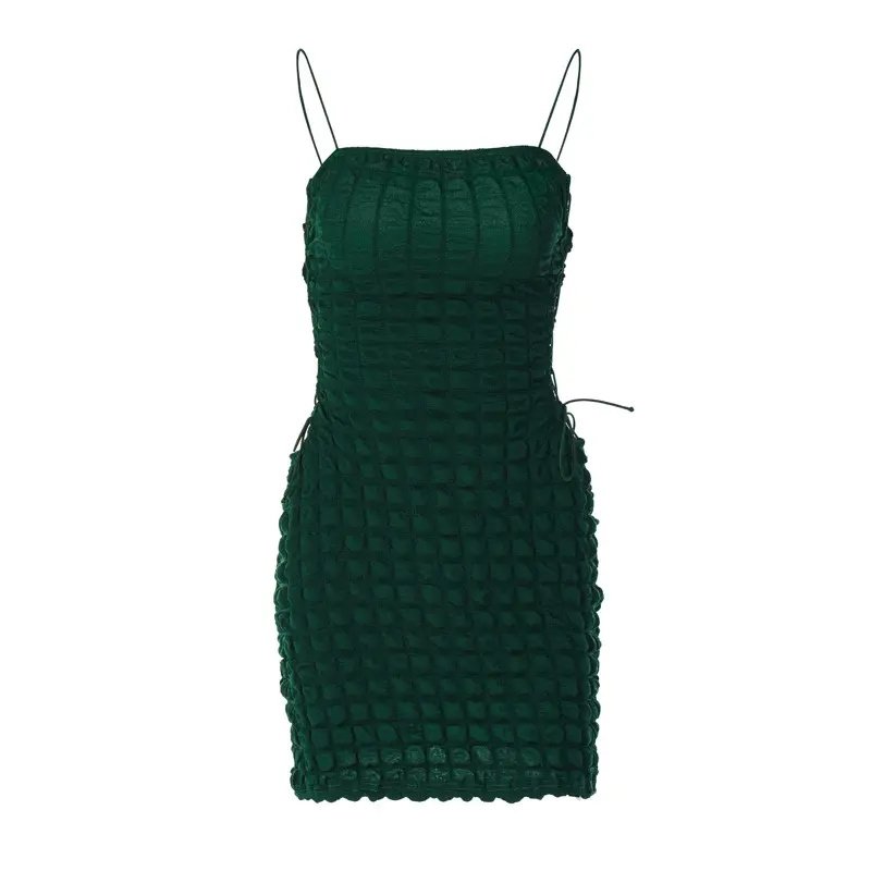 Spring new fashion sexy side lace-up backless slim strap dress for women