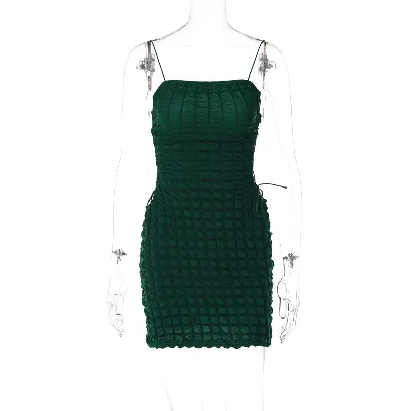 Spring new fashion sexy side lace-up backless slim strap dress for women