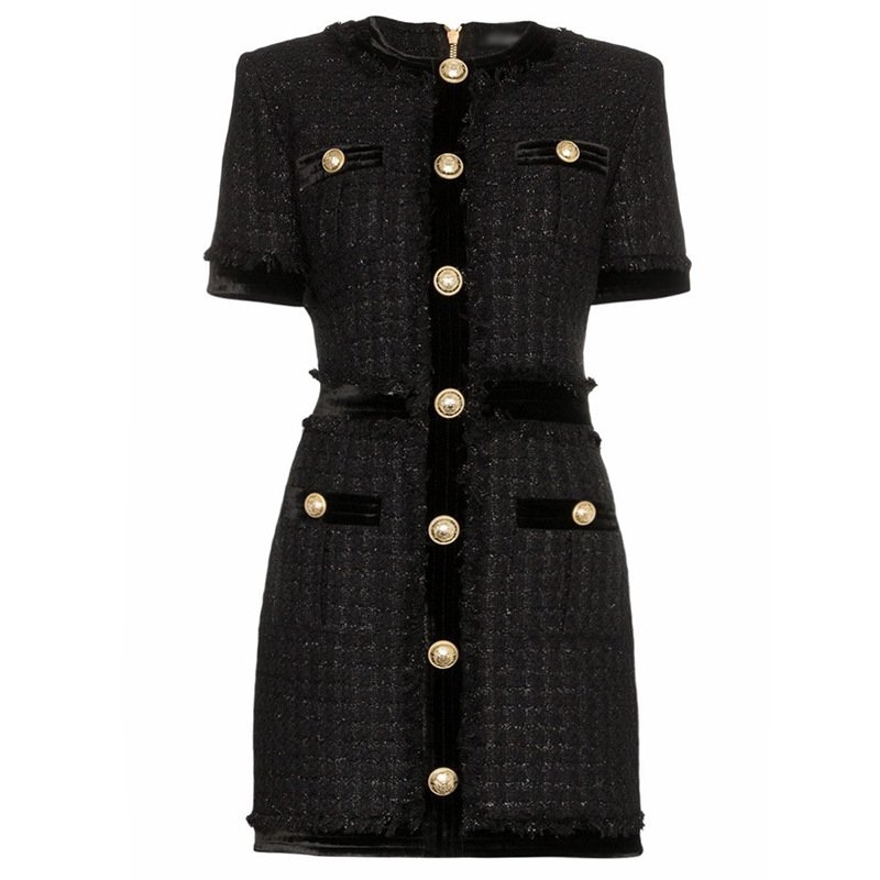 Wholesale black color sexy ladies midi dress slim fit bodycon casual tweed midi dress for women