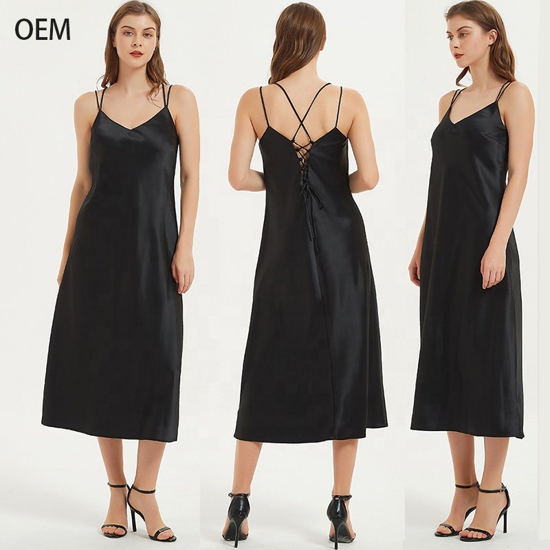 Backless Black wholesale summer slip 2023 long women slip dress